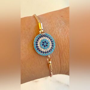 Evil Eye Bead Rose color Bracelet (resizeable)1